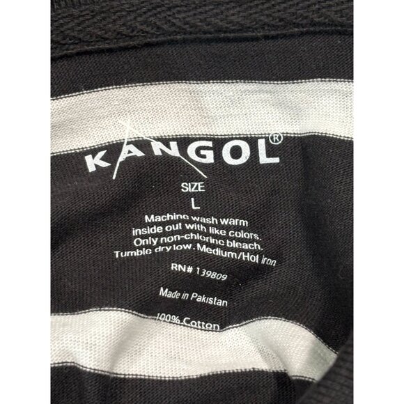 Kangol Black & White Striped Polo Shirt L - Picture 4 of 8